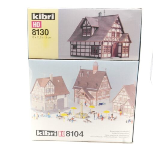 Kibri H0 8150 Bausätze Set Häuer 3 Stück und Brunnen neuwertig in OVP QR4168 – Bild 4
