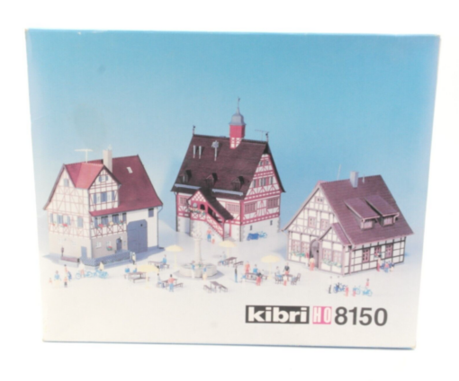 Kibri H0 8150 Bausätze Set Häuer 3 Stück und Brunnen neuwertig in OVP QR4168