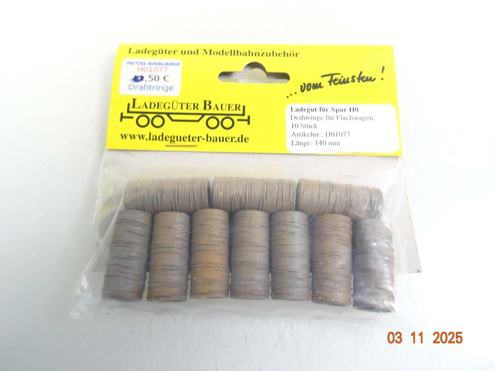 Ladegüter Bauer H0 Drahtringe für Flachwagen 1077 140 mm in OVP RR4303