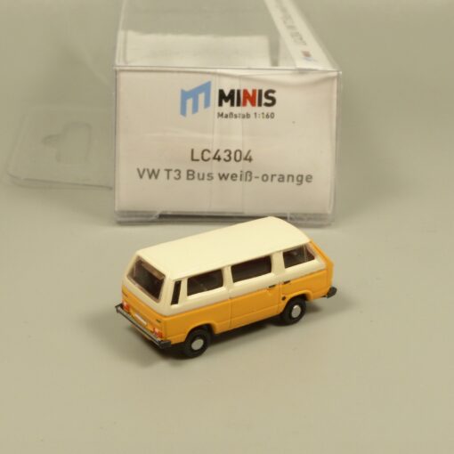 Lemke Minis 1:160 LC4304 VW T3 Bus weiß-orange in OVP EX6190 – Bild 3