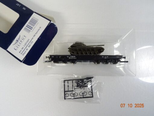 Liliput H0 L221221 Flachwagen mit Panzer der DB in OVP BH434