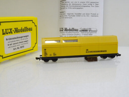 Lux-Modellbau N 9070 Gleisstaubsaugerwagen mit Faulhaber-Motor in OVP LE1973