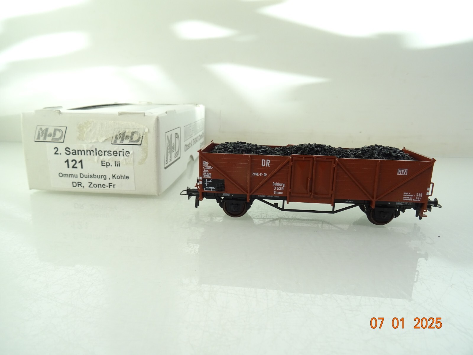 M+D H0 121 Hochbordwagen mit Kohle der DR Zone-Fr in OVP PR5066
