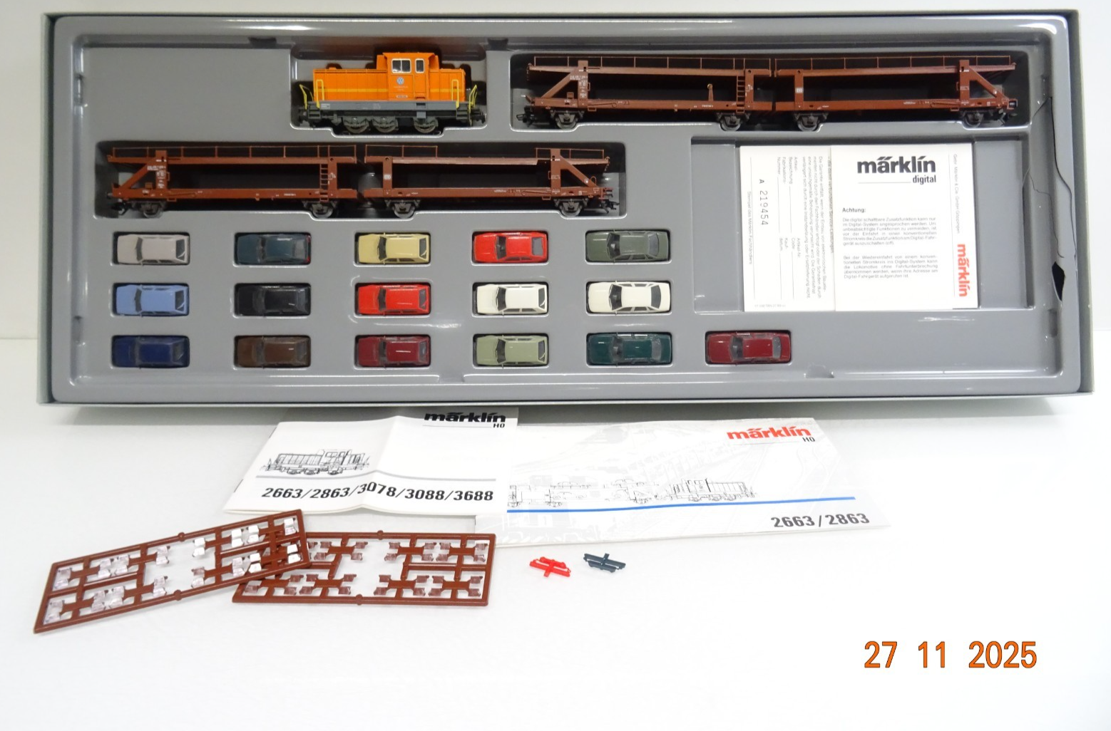 Märklin H0 2663 Autotransportzug Volkswagenwerk mit PKW in OVP JL4742