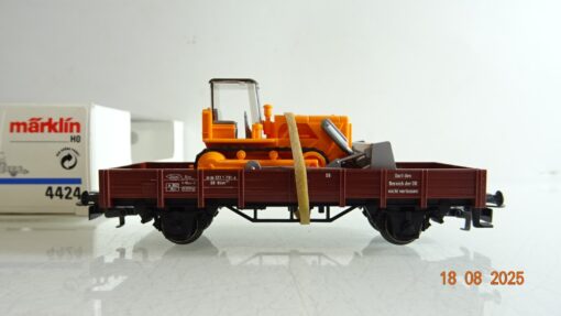 Märklin H0 4424 Niederbordwagen mit Planierraupe der DB  in OVP PR9650 – Bild 3