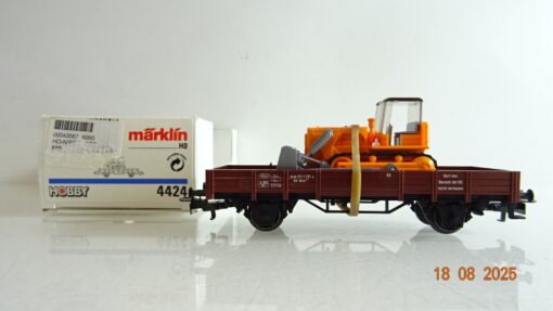 Märklin H0 4424 Niederbordwagen mit Planierraupe der DB  in OVP PR9650
