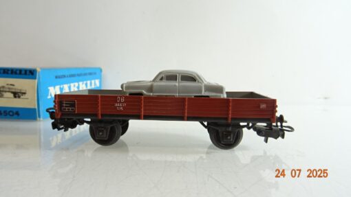 Märklin H0 4504 Niederbordwagen mit Ford M 12 der DB in OVP PR9203 – Bild 3