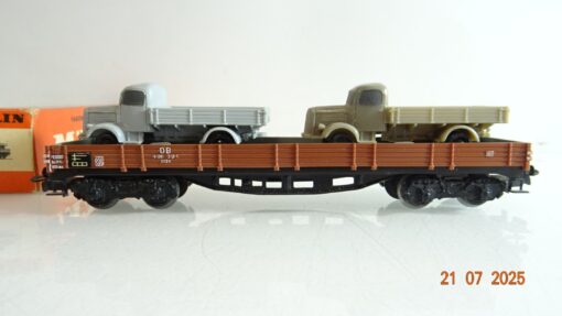 Märklin H0 4515 Niederbordwagen mit 2 LKW der DB in OVP PR9140 – Bild 3