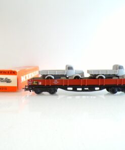 Märklin H0 4515 Niederbordwagen mit 2 Mercedes LKW in OVP BH1170