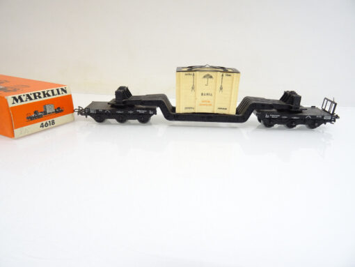 Märklin H0 4618 Tiefladewagen mit Kiste der DB  in OVP AR5477