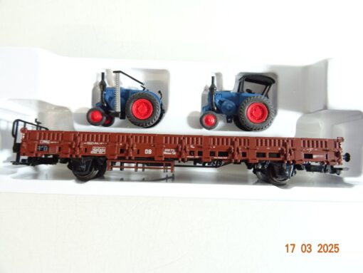 Märklin H0 46948 Rungenwagen mit 2 Lanz Bulldog der DB in OVP PR6597 – Bild 3