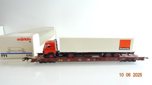 Märklin H0 4742 Niederflurwagen mit Rowenta Sattelzug der DB in OVP PR8299