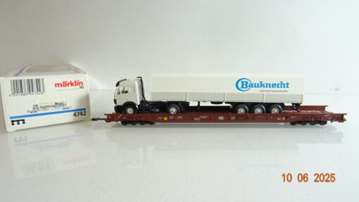 Märklin H0 4742 Niederflurwagen mit Sattelzug Bauknecht der DB in OVP PR8303
