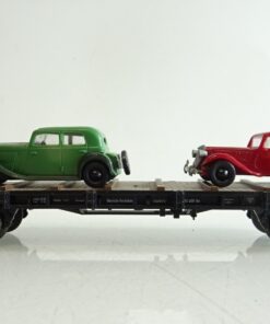 Märklin H0 aus 2995 Flachwagen mit 2 PKW´s der DR PR8559 o.
