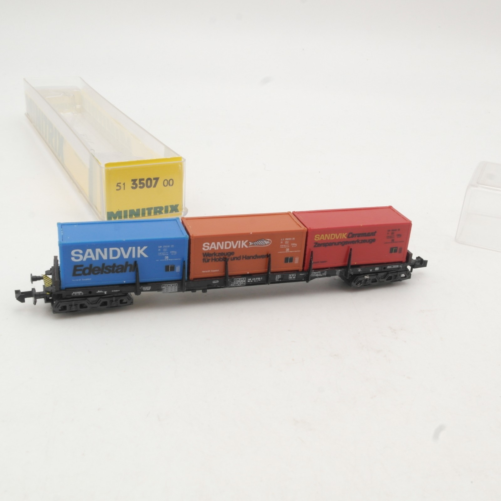 Minitrix N 51 3507 00 Containerwagen mit 3 Container in OVP RR4386