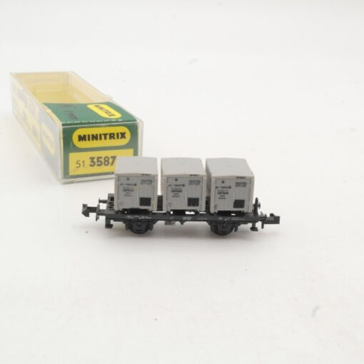 Minitrix N Flachwagen mit Contrans Container der DB in EVP RR20