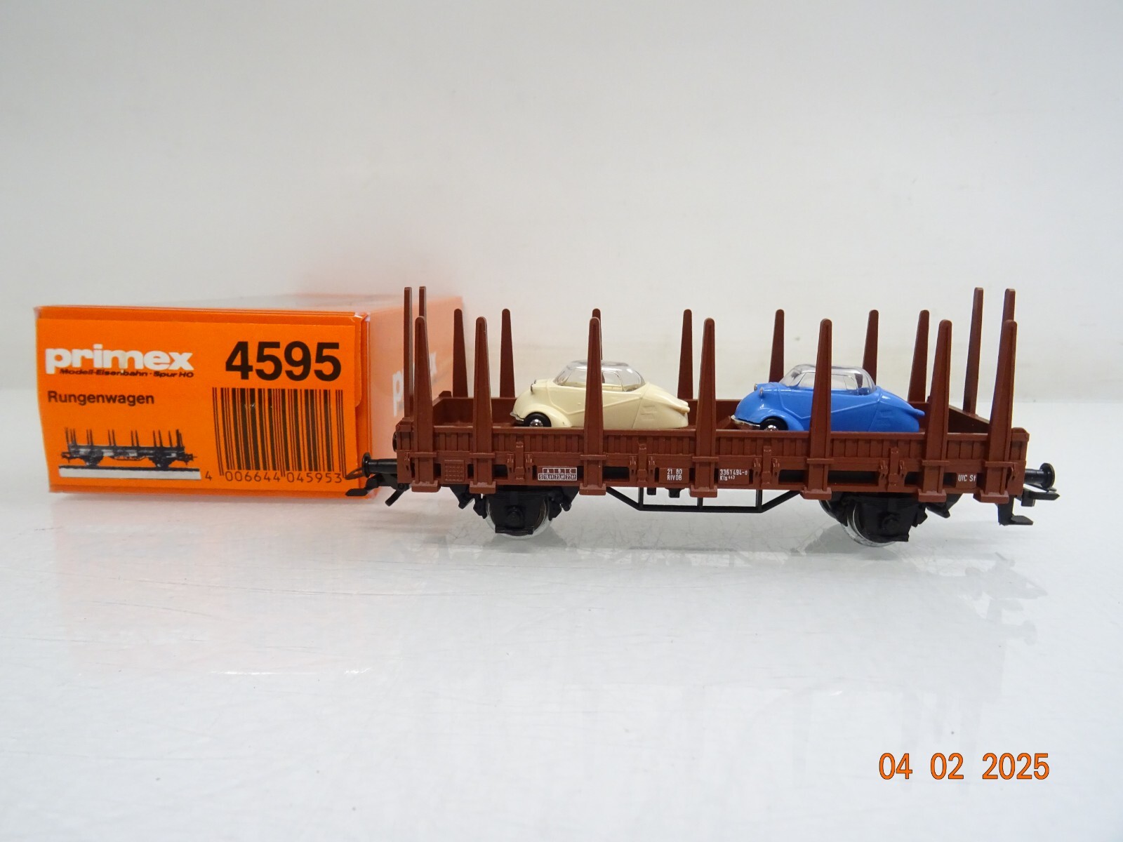 Primex Märklin H0 4595 Rungenwagen mit 2 Isetta der DB in OVP PR5762