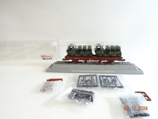 Roco H0 884 Rungenwagen mit 2 Minenwerfer Scorpion BW der DB in OVP PR4503