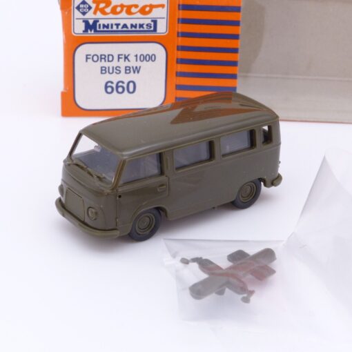 Roco Minitanks H0 1:87 Nr.: 660 Ford FK1000 Bus Bundeswehr, in OVP EX2153
