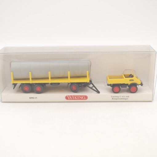 Wiking 1:87 039205 Unimog U411 mit Rungenanhänger neuwertig in OVP RG8281