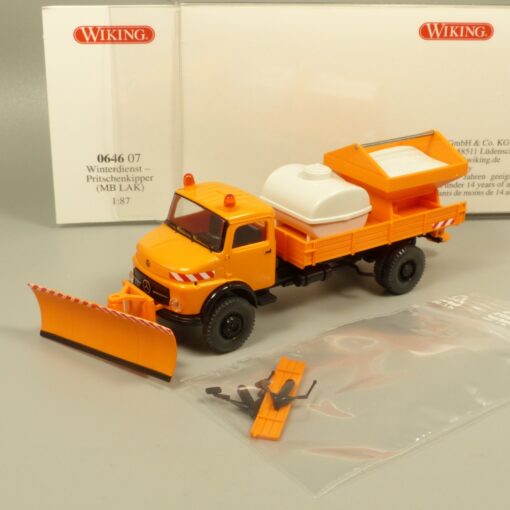 Wiking 1:87 064607 MB LAK Winterdienst Pritschenkipper kommunal in OVP EX7133 – Bild 3