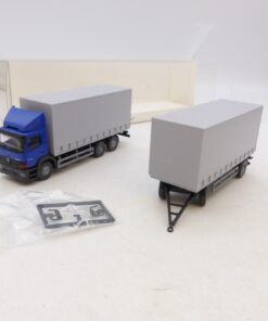 Wiking 1:87 Werbemodell MB Gardienenplanen Hängerzug neutral in OVP RG4031