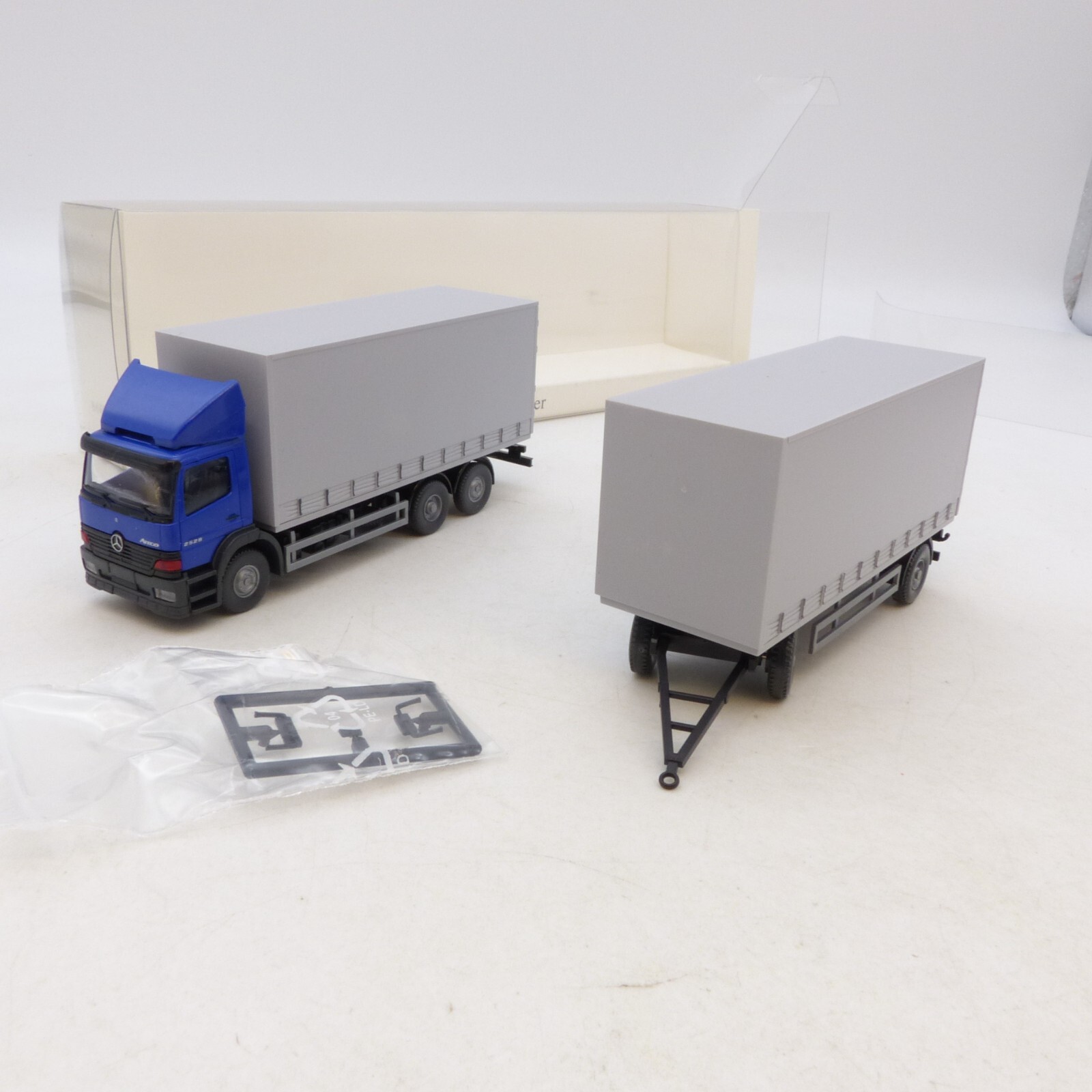 Wiking 1:87 Werbemodell MB Gardienenplanen Hängerzug neutral in OVP RG4031