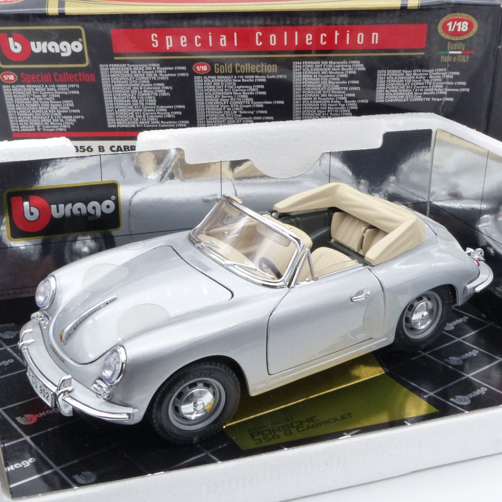 Bburago 1:18 Nr.: 3031 Porsche 356 B Cabriolet (1961) metallic, in OVP EX778