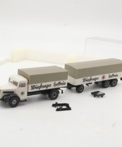 Brekina 1:87 7222 MAN F8 Pritschen-Hängerzug Würzburger Hofbräu in OVP RR1153