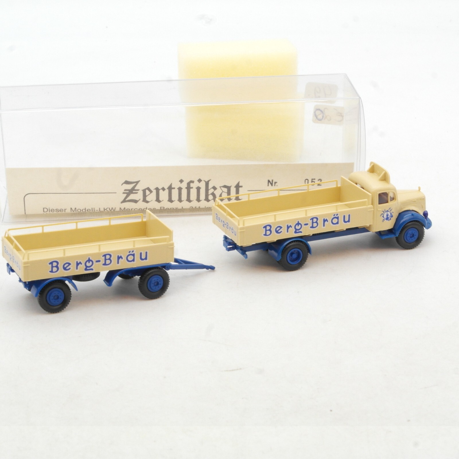 Brekina 1:87 Mercedes MB Hängerzug Berg Bräu in EVP RG815 – Bild 3