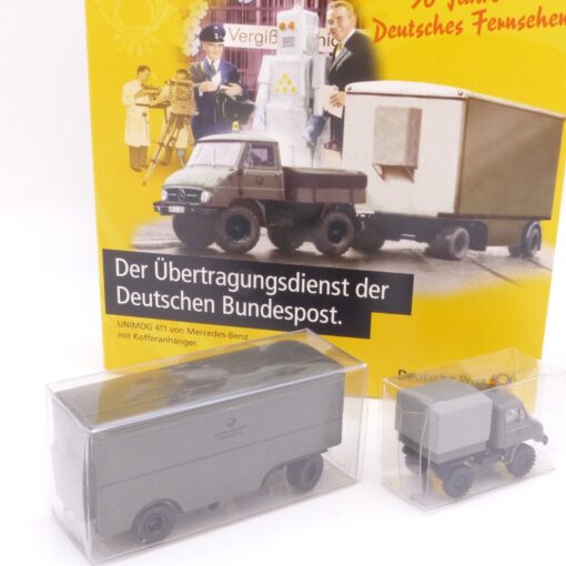Brekina 1:87 Nr.: 006761 Unimog 411 mit Anhänger Bundespost, in OVP EX1865 – Bild 3