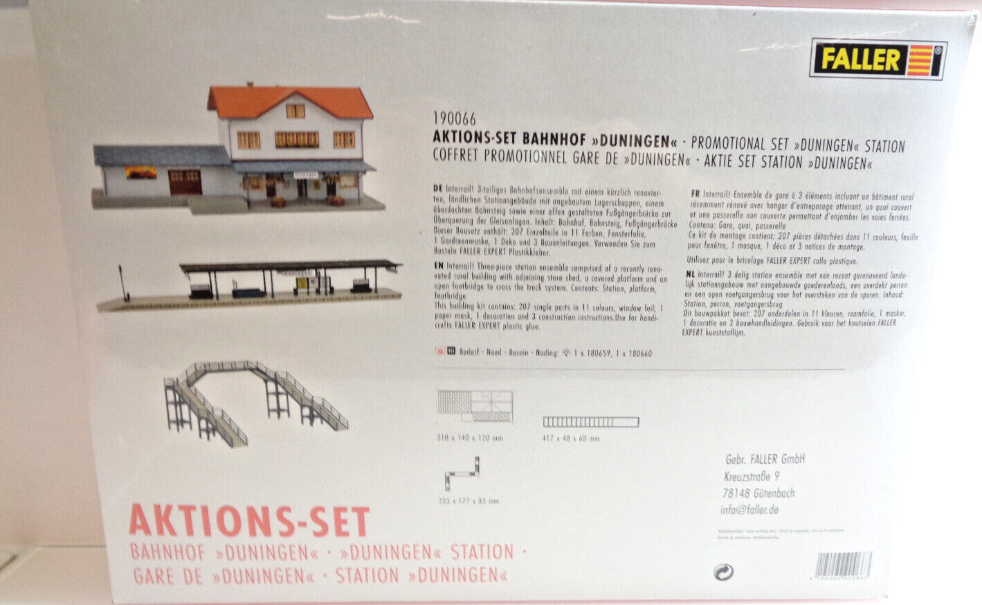 Faller H0 190066 Bausatz Bahnhof Duningen mit Fußgängerbrücke NEU in OVP C848 – Bild 4