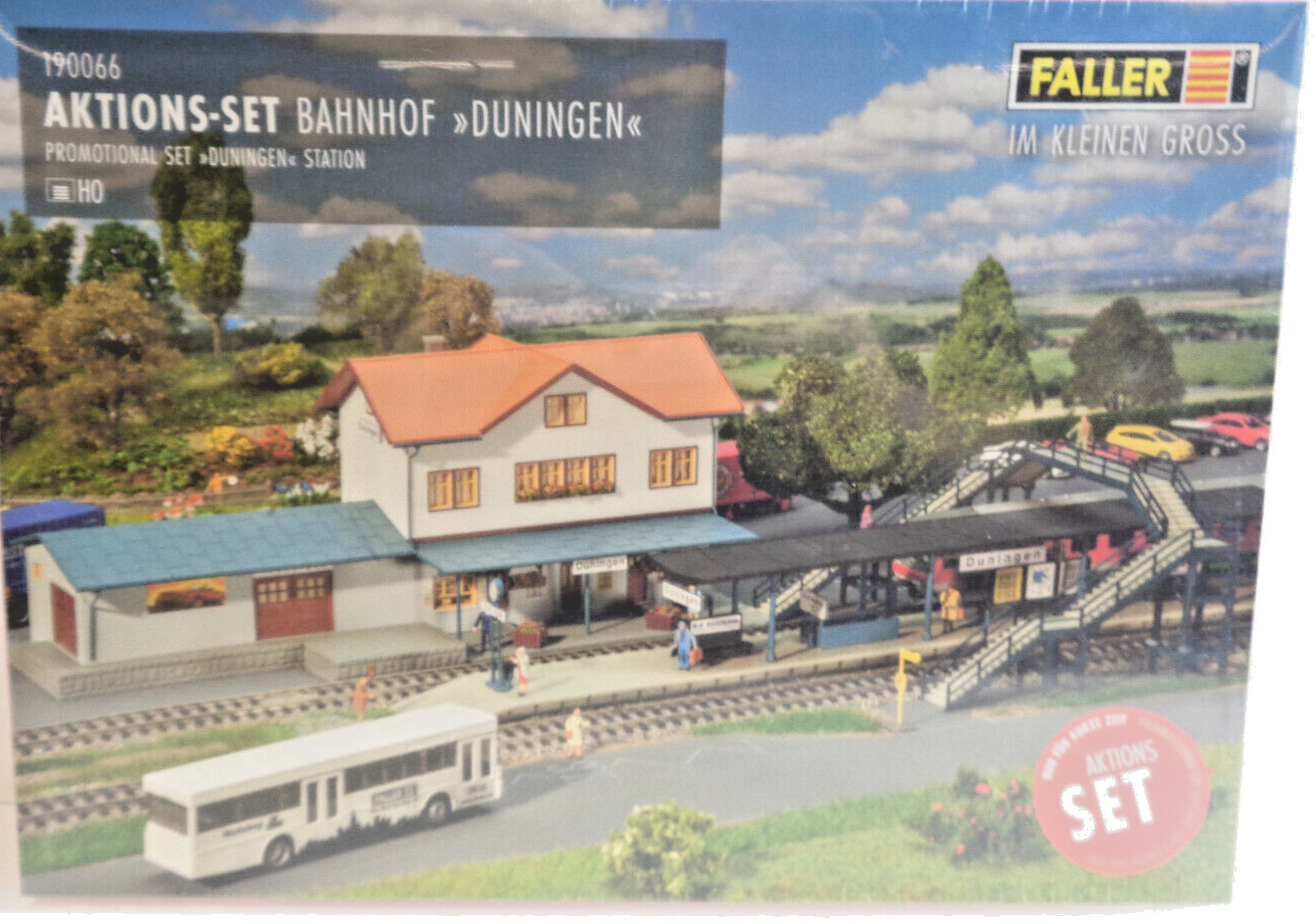 Faller H0 190066 Bausatz Bahnhof Duningen mit Fußgängerbrücke NEU in OVP C848