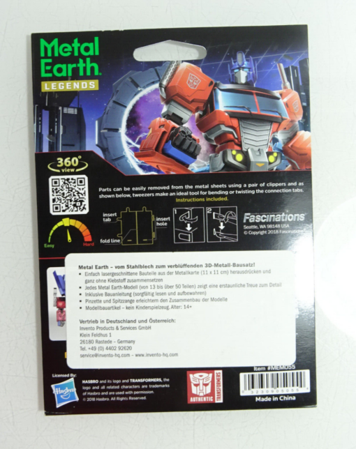 Fascinations Metall Earth Legends Bausatz 3 D Figur Optimus Prime in OVP AR8190 – Bild 3