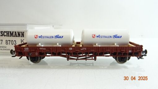 Fleischmann H0 52278703 K Rungenwagen mit 2 Gasbehälter der DB in OVP PR7382 – Bild 3
