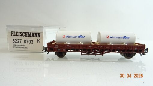 Fleischmann H0 52278703 K Rungenwagen mit 2 Gasbehälter der DB in OVP PR7382
