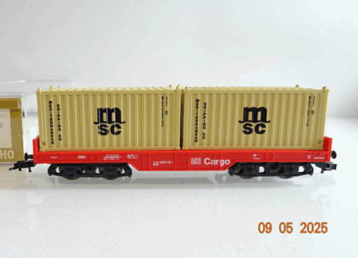 Fleischmann H0 Containerwagen mit 2 Container MSC der DB in EVP PR7557