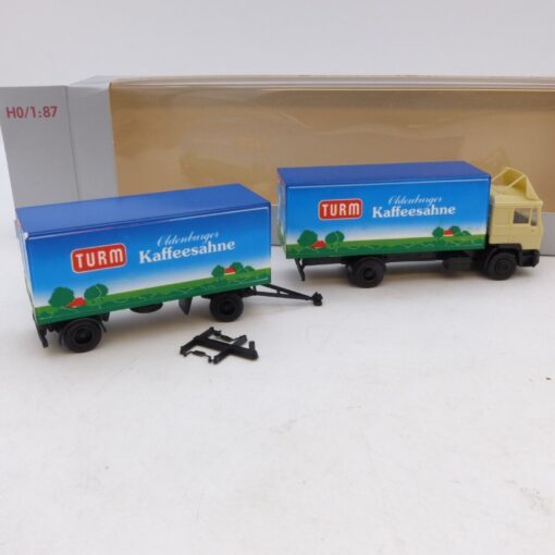 Herpa 1:87 MAN F90 Hängerzug Turm Kaffeesahne, in OVP EB7824 – Bild 3
