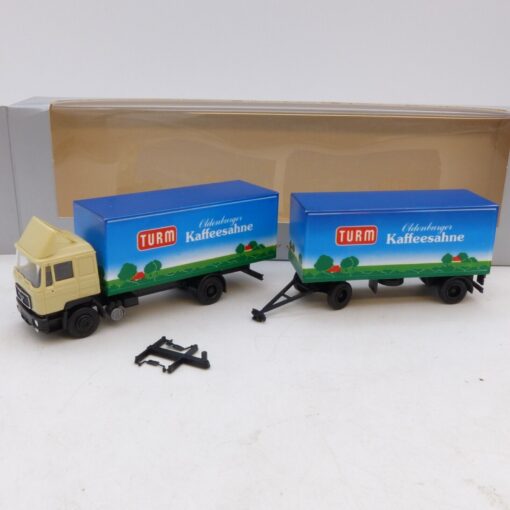 Herpa 1:87 MAN F90 Hängerzug Turm Kaffeesahne, in OVP EB7824