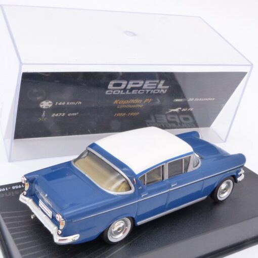 IXO 1:43 Opel Kapitän P1 Limousine blau/weiß, in PC-Box EX2198 – Bild 3