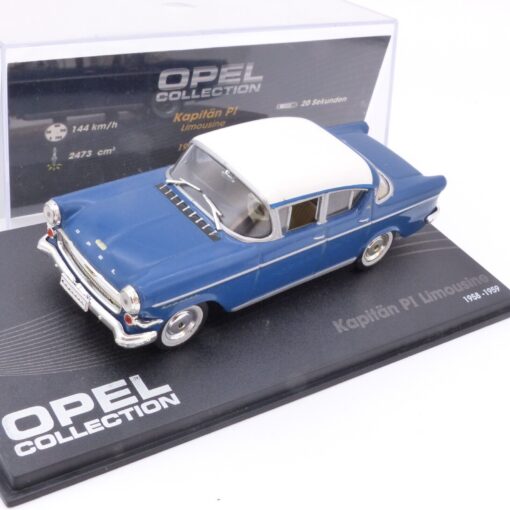 IXO 1:43 Opel Kapitän P1 Limousine blau/weiß, in PC-Box EX2198