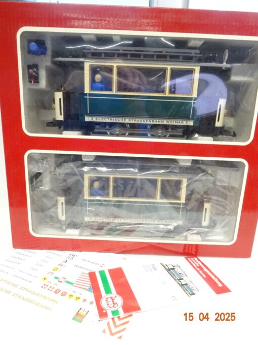 LGB Spur G 21355 Straßenbahn Weimar mit Beiwagen Top in OVP JL100 – Bild 3