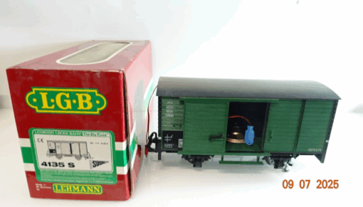 LGB Spur G 4135 S Gedeckter Güterwagen mit Sound Siehe Foto in OVP CK9487
