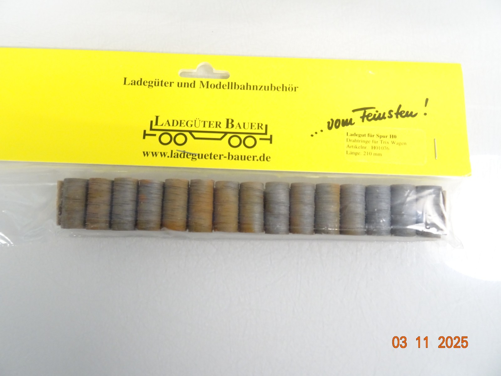 Ladegüter Bauer H0 Drahtringe für Trix Wagen 1076 210 mm in OVP RR4275
