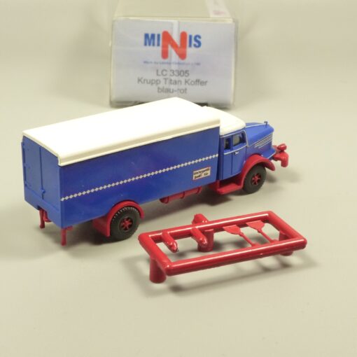 Lemke Minis 1:160 LC3305 Krupp Titan Koffer-LKW blau-rot neutral in OVP EX6186 – Bild 3