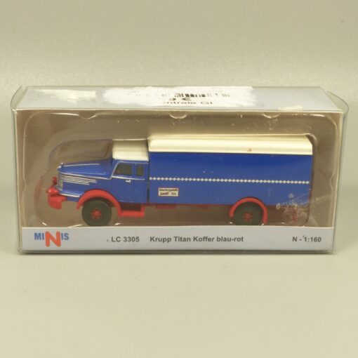 Lemke Minis 1:160 LC3305 Krupp Titan Koffer-LKW blau-rot neutral in OVP EX6186 – Bild 4