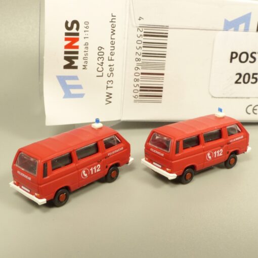 Lemke Minis 1:160 LC4309 VW T3 Set Feuerwehr in OVP EX6175 – Bild 3