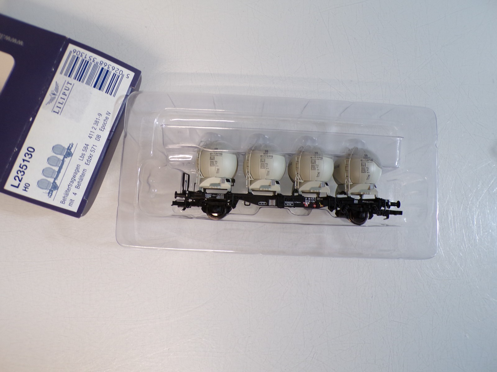 Liliput H0 L235130 Behältertragwagen mit 4 Behälter der DB in OVP BH1786