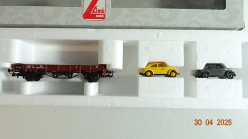 Lima H0 02144 Niederbordwagen mit zwei Post Käfer der DB  in OVP PR7375 – Bild 3