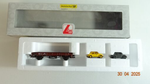 Lima H0 02144 Niederbordwagen mit zwei Post Käfer der DB  in OVP PR7375